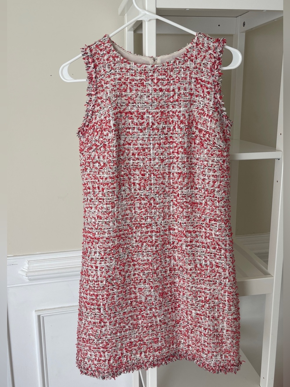 Ann Taylor Pink and White Tweed Sleeveless Shift Dress